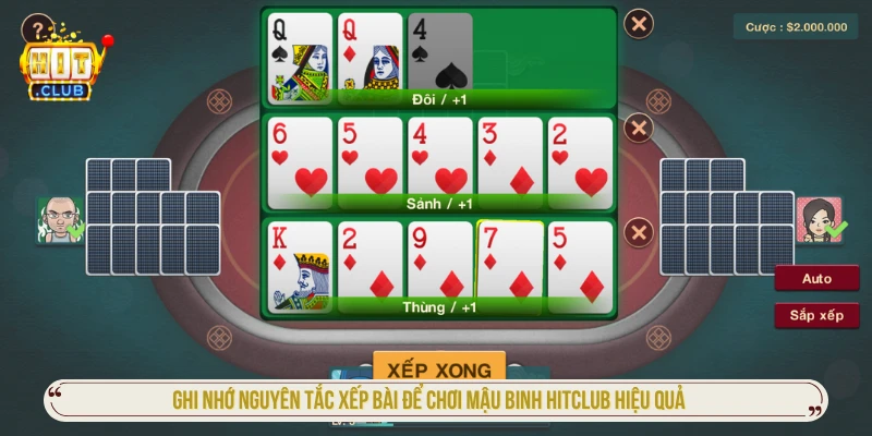 Ghi nhớ nguyên tắc xếp bài để chơi mậu binh HITCLUB hiệu quả